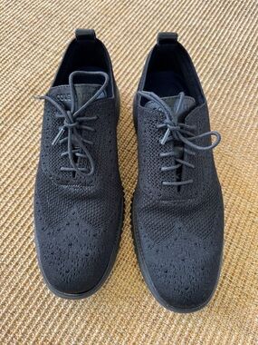 Cole Haan Black Knit Wingtip Derby Shoes